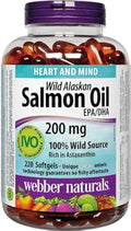Wild Alaskan Salmon Oil 200 mg EPA/DHA 220 Clear Enteric Softgels O9212