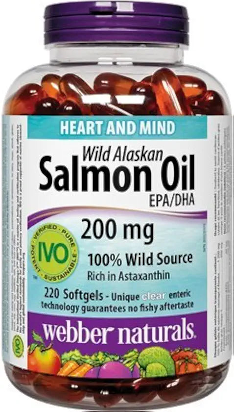 Wild Alaskan Salmon Oil 200 mg EPA/DHA 220 Clear Enteric Softgels O9212
