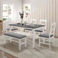 6 Piece Dining Table Set with 4 Chairs and Upholstered Bench V946477