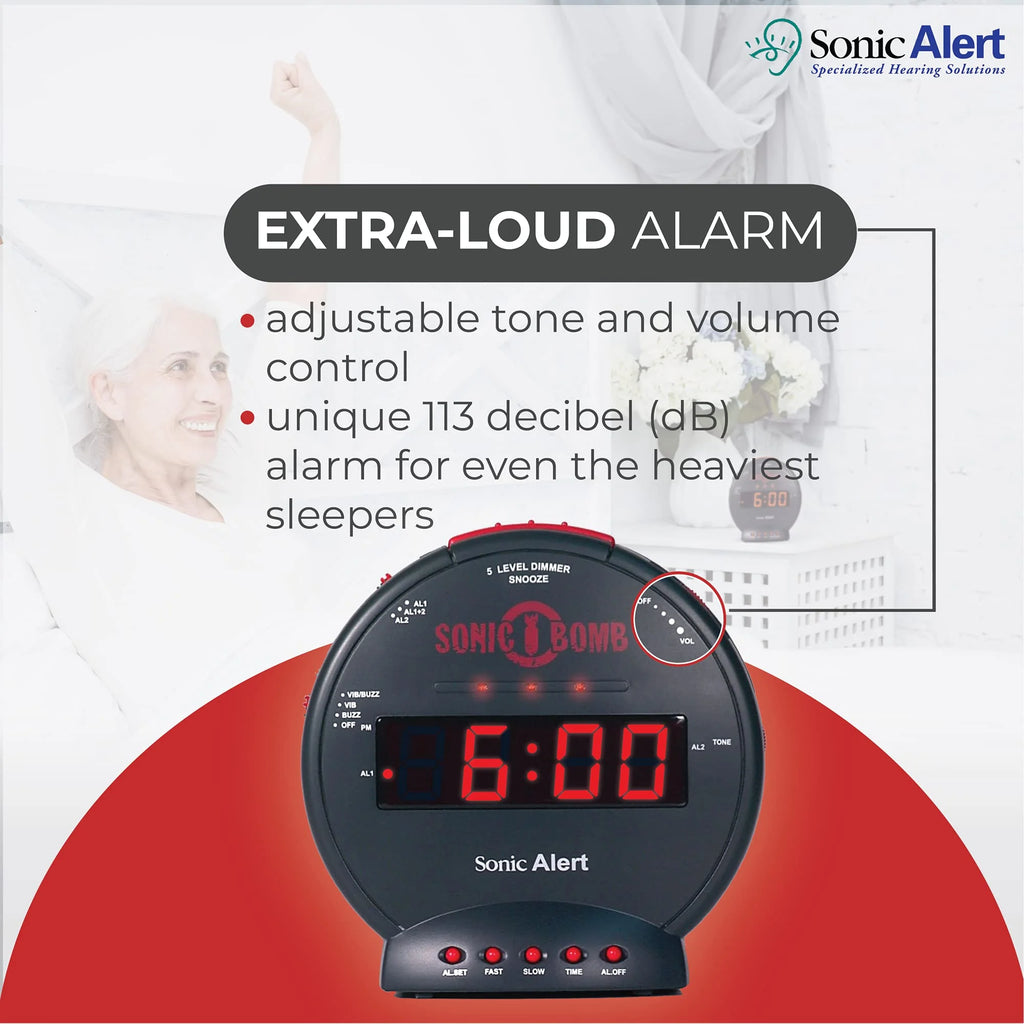 Black Dual Extra Loud Alarm Clock with Bed Shaker S107097