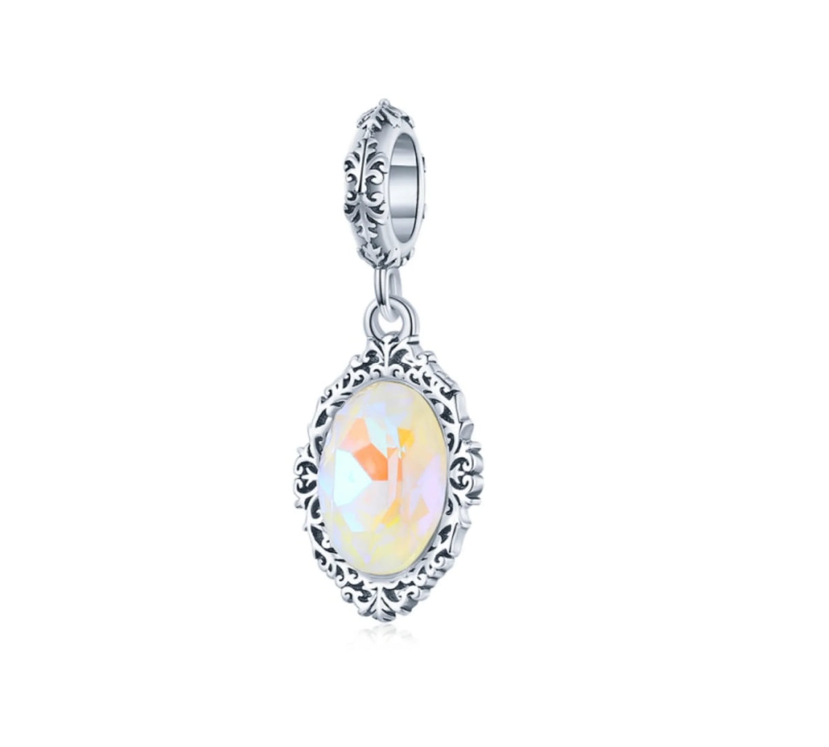 Sterling Silver Iridescent Cubic Zirconia Dangle Charm O21007