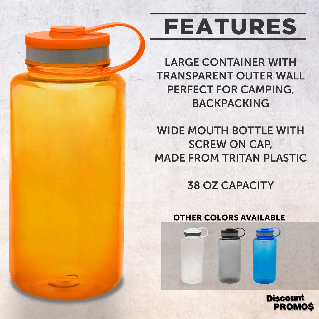 Plastic Sports Water Bottles with Flip Lid 38 oz. Set of 10 S309583