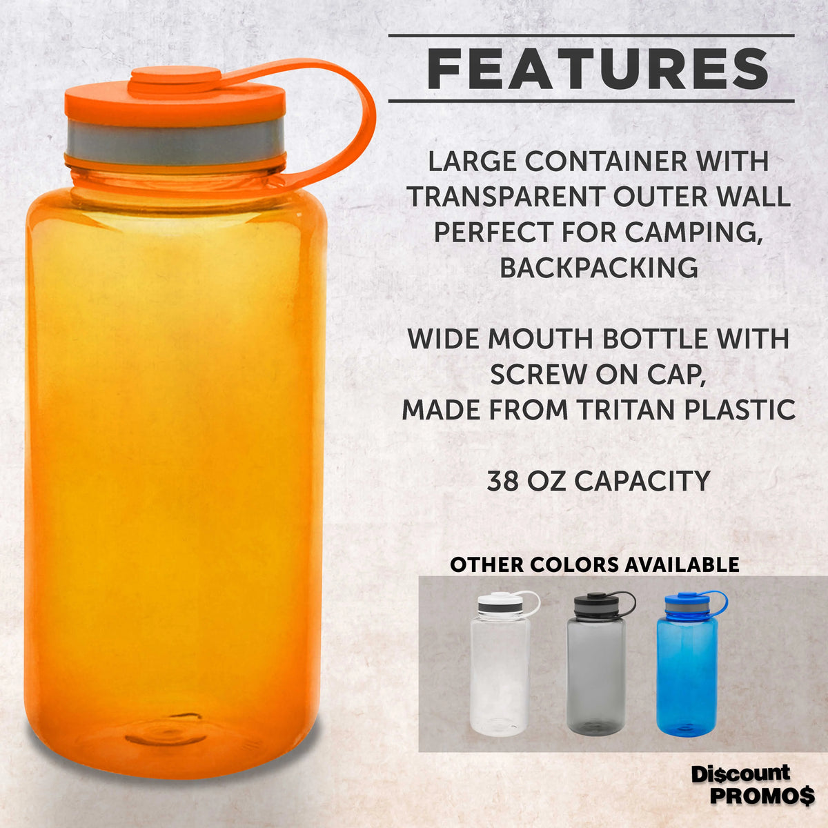 Plastic Sports Water Bottles with Flip Lid 38 oz. Set of 10 S309583