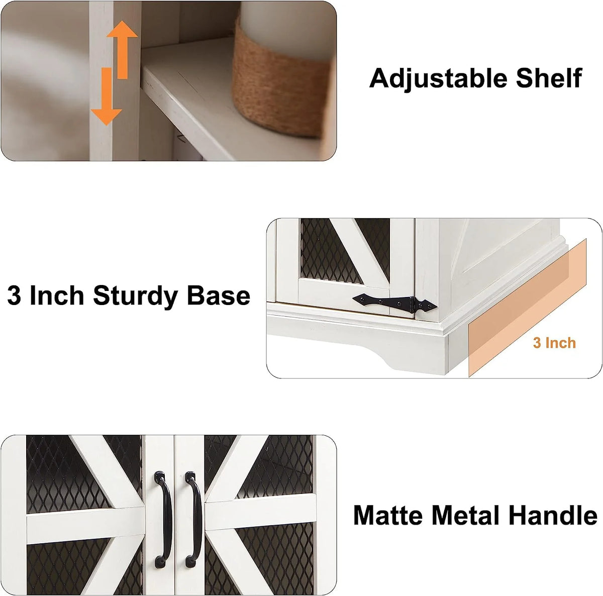 White Farmhouse End Table with Charging Station V539