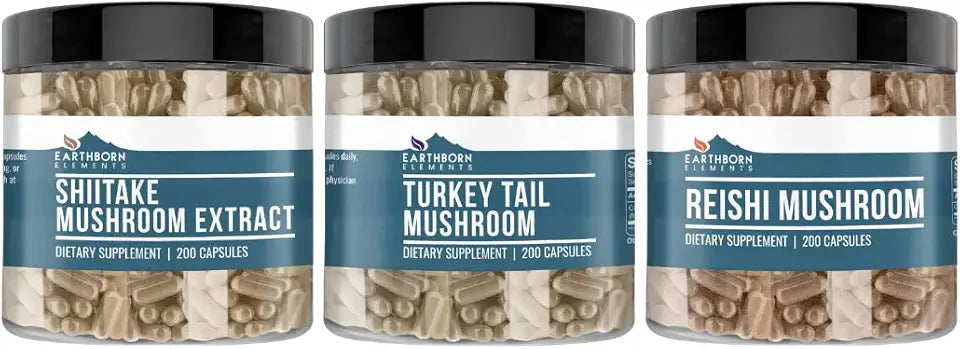 Turkey Tail Shiitake Reishi Mushroom 200 Capsules J6990