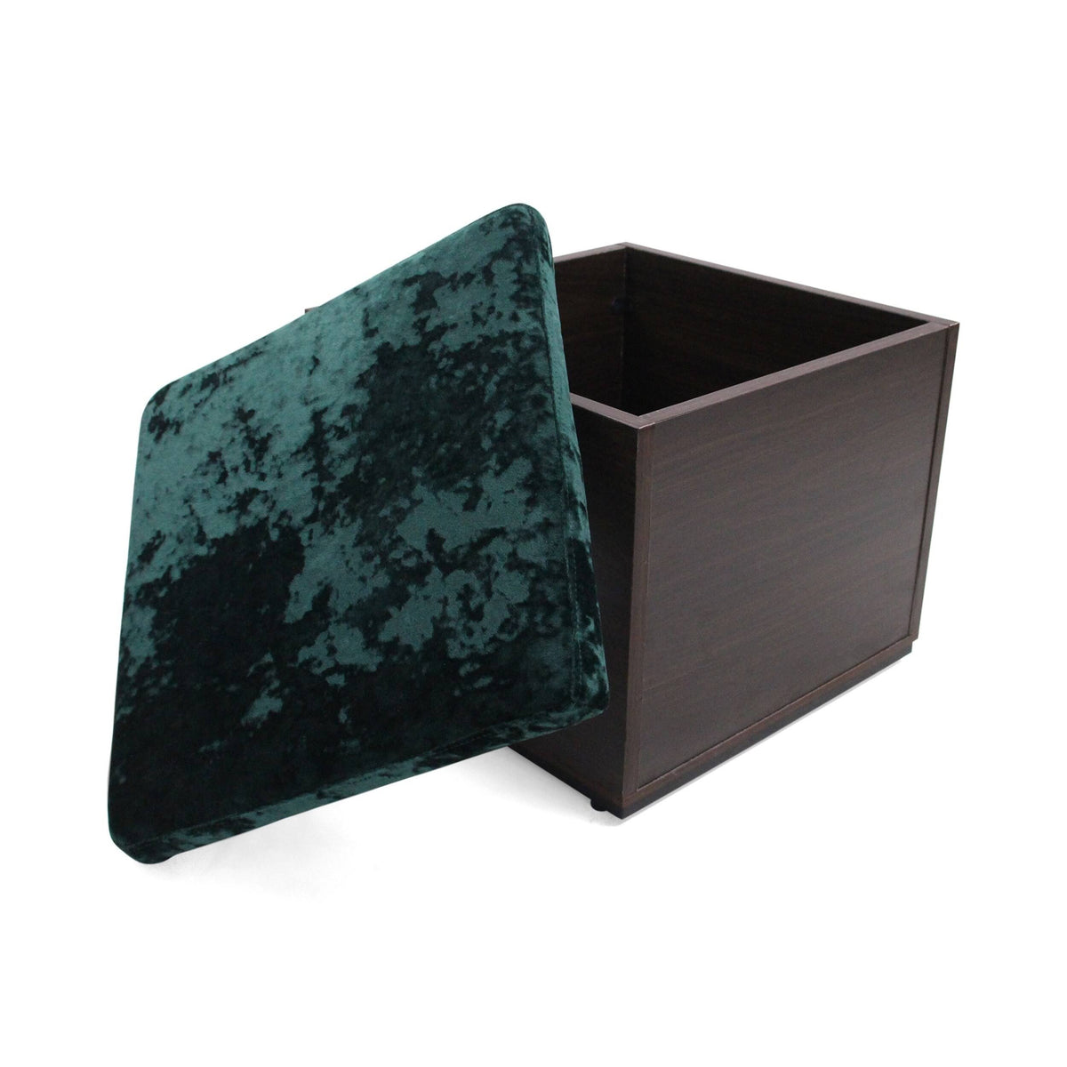 Black Gray Velvet Ottoman with Faux Wood Frame A274