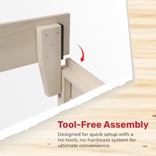 Solid Hardwood Platform Bed Frame with Slats D552843
