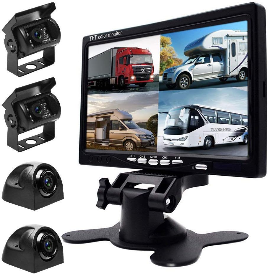 7 LCD Split Screen Backup Camera Monitor Kit with 4 Rear Cameras Z9820