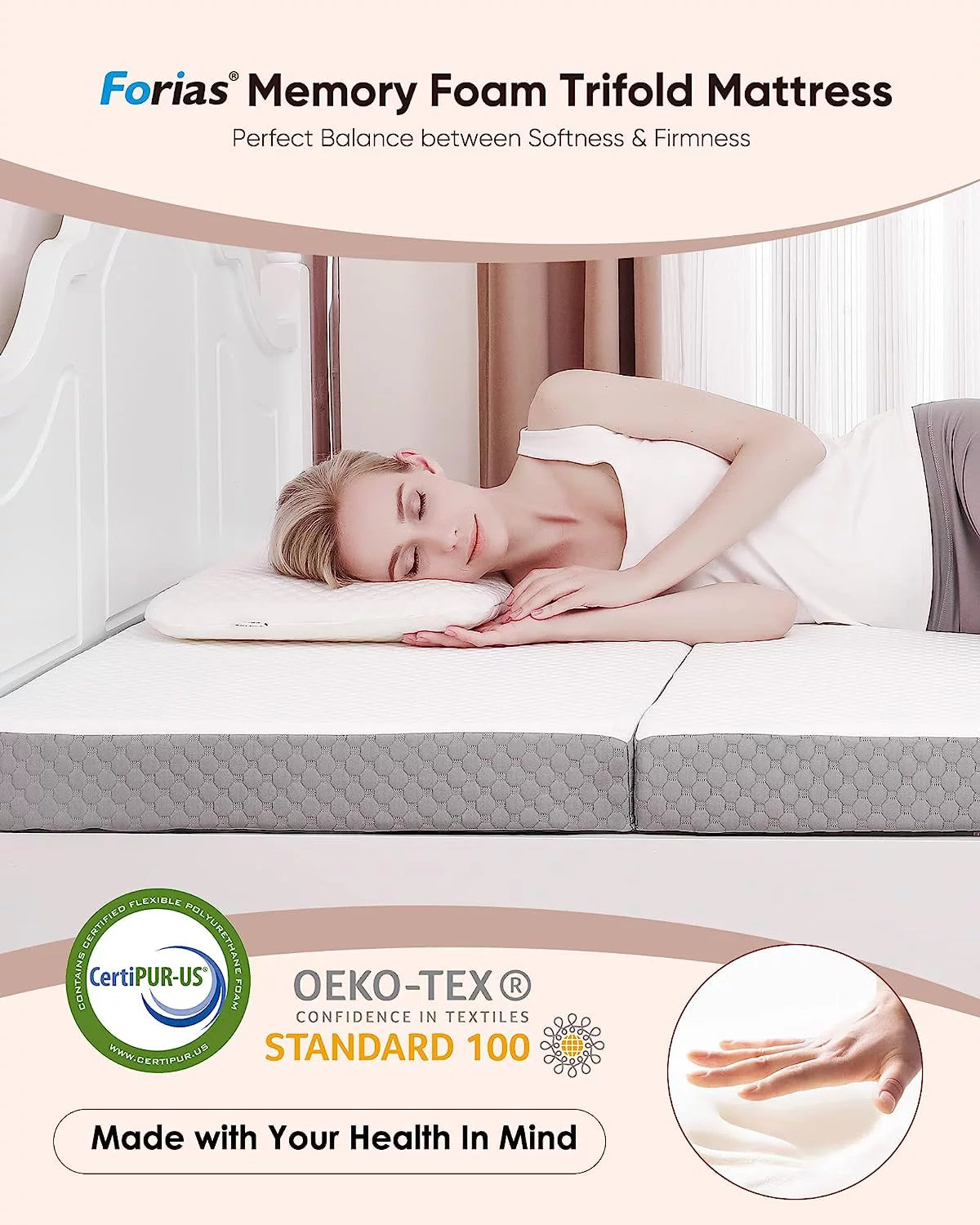 Queen Size 4 inch Foldable Memory Form Mattress with Storage Bag U988