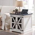 White Farmhouse End Table with Charging Station V539