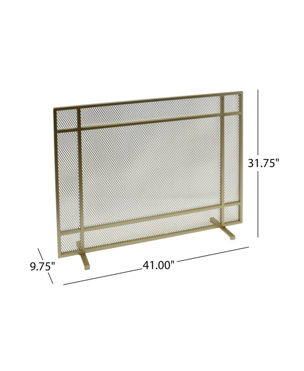 Black Brushed Gold Single Panel Iron Fire Screen C1533
