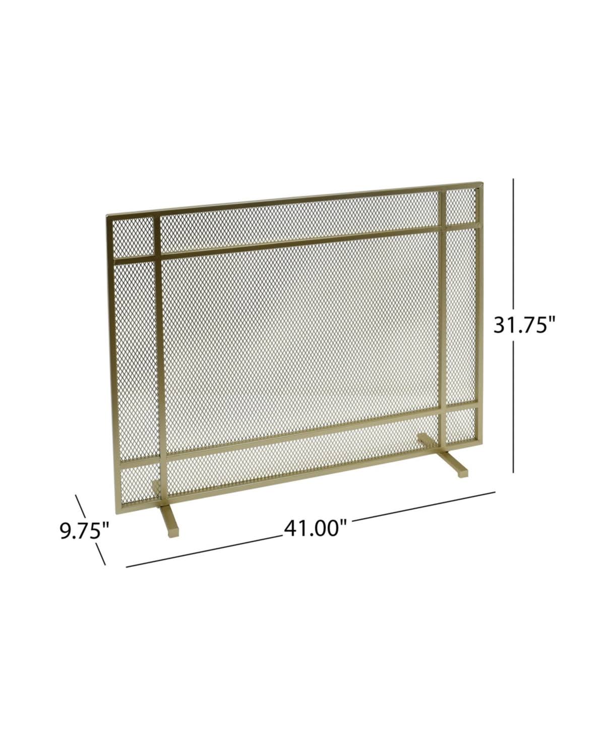 Black Brushed Gold Single Panel Iron Fire Screen C1533