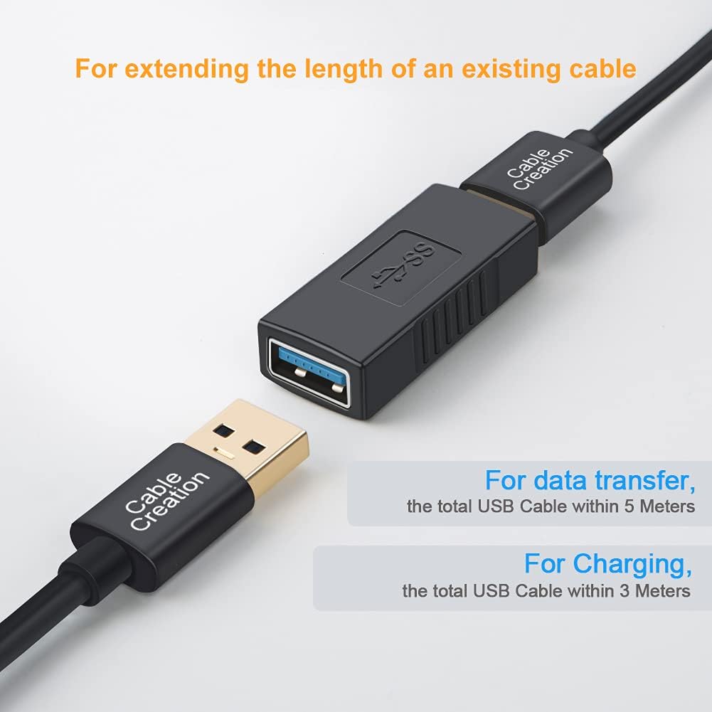 USB 3.0 Type A Female to Female Adapter, 2 Pack, Black H371