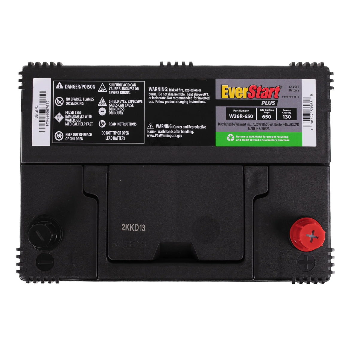 Lead Acid Automotive Battery Group Size 36R-3 12 Volt 650 CCA V3168