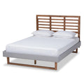 Queen Size Light Gray Upholstered Wood Platform Bed C7730