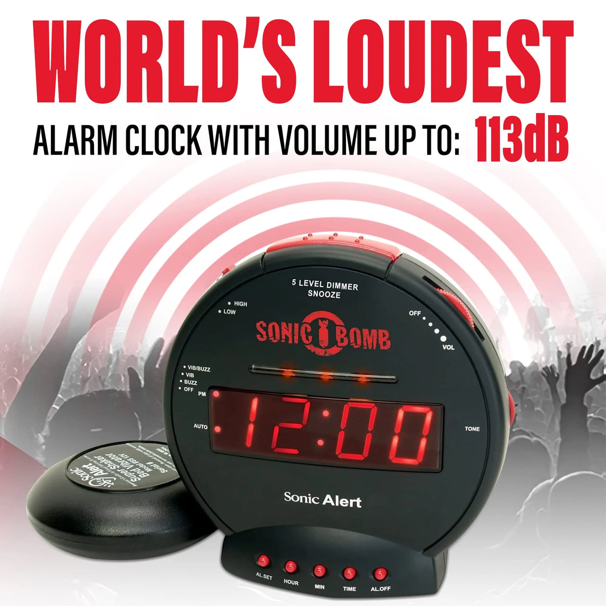 Black Dual Extra Loud Alarm Clock with Bed Shaker S107097