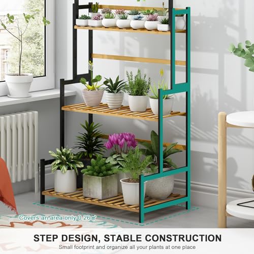 3 Tier Bamboo Foldable Plant Stand Shelf Rack R536588