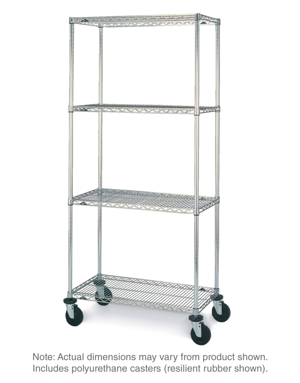 Chrome Finish Wire Stem Caster Cart, 4 Shelves R7959