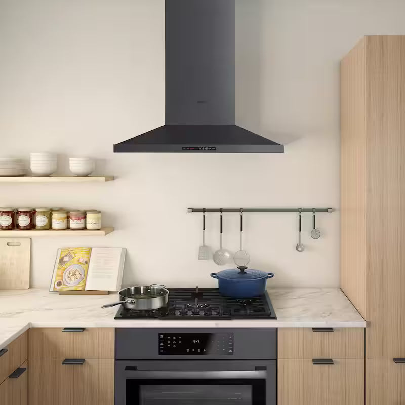 30 in. Black Stainless Steel Canopy Range Hood with Lights Z760048