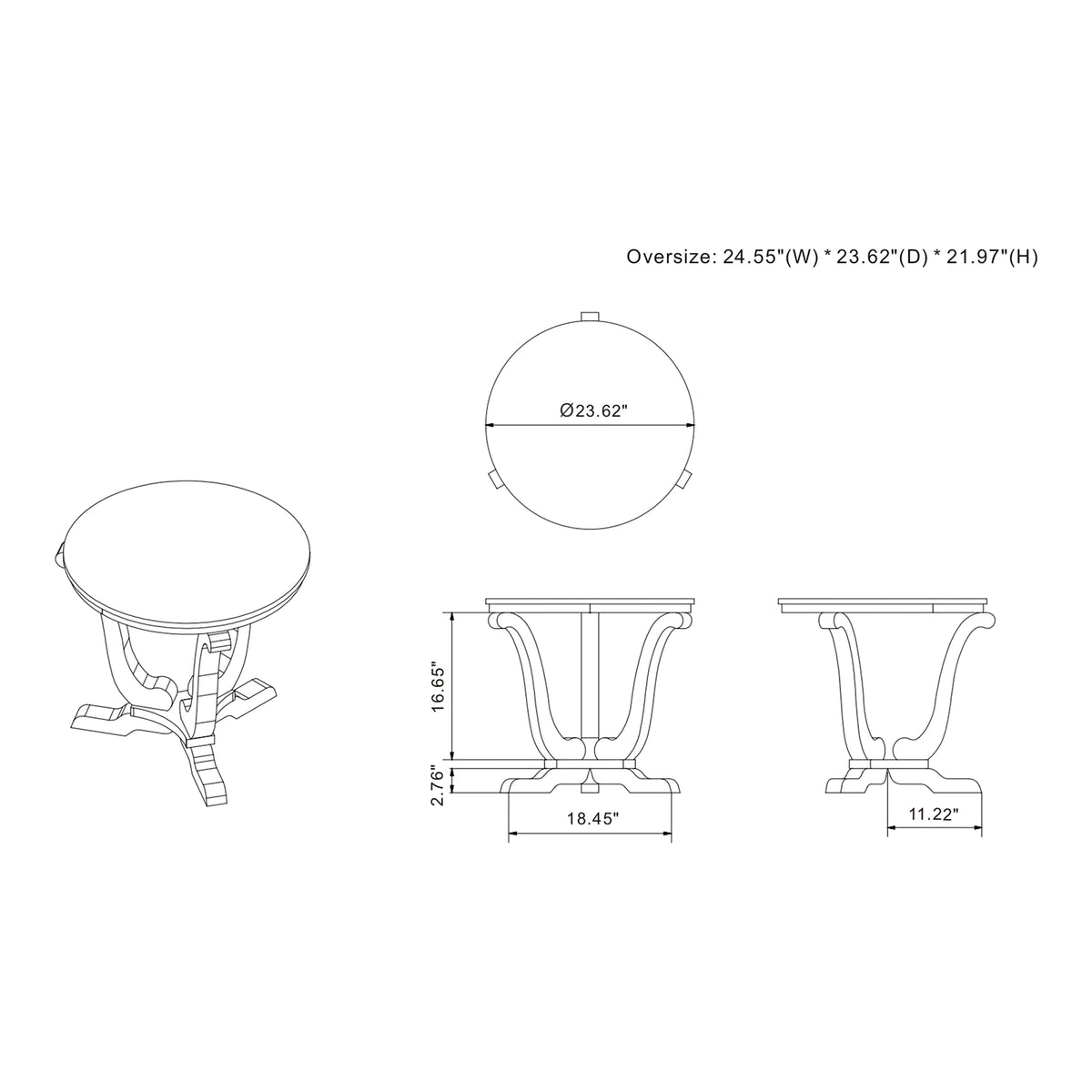 Round Wood Vintage Gray Oak End Table T84950