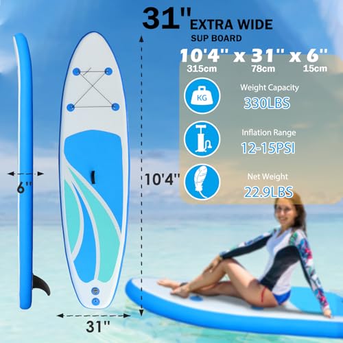 Inflatable Stand Up Paddle Board 10'4" Ultra-Light Non-Slip Deck M488504