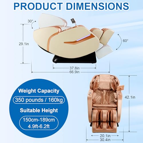 Zero Gravity SL-Track Shiatsu Full Body Massage Chair with Body Scan, Waist Heating, Bluetooth, Foot Rollers, 32 Airbags & Extended Footrest Z36472