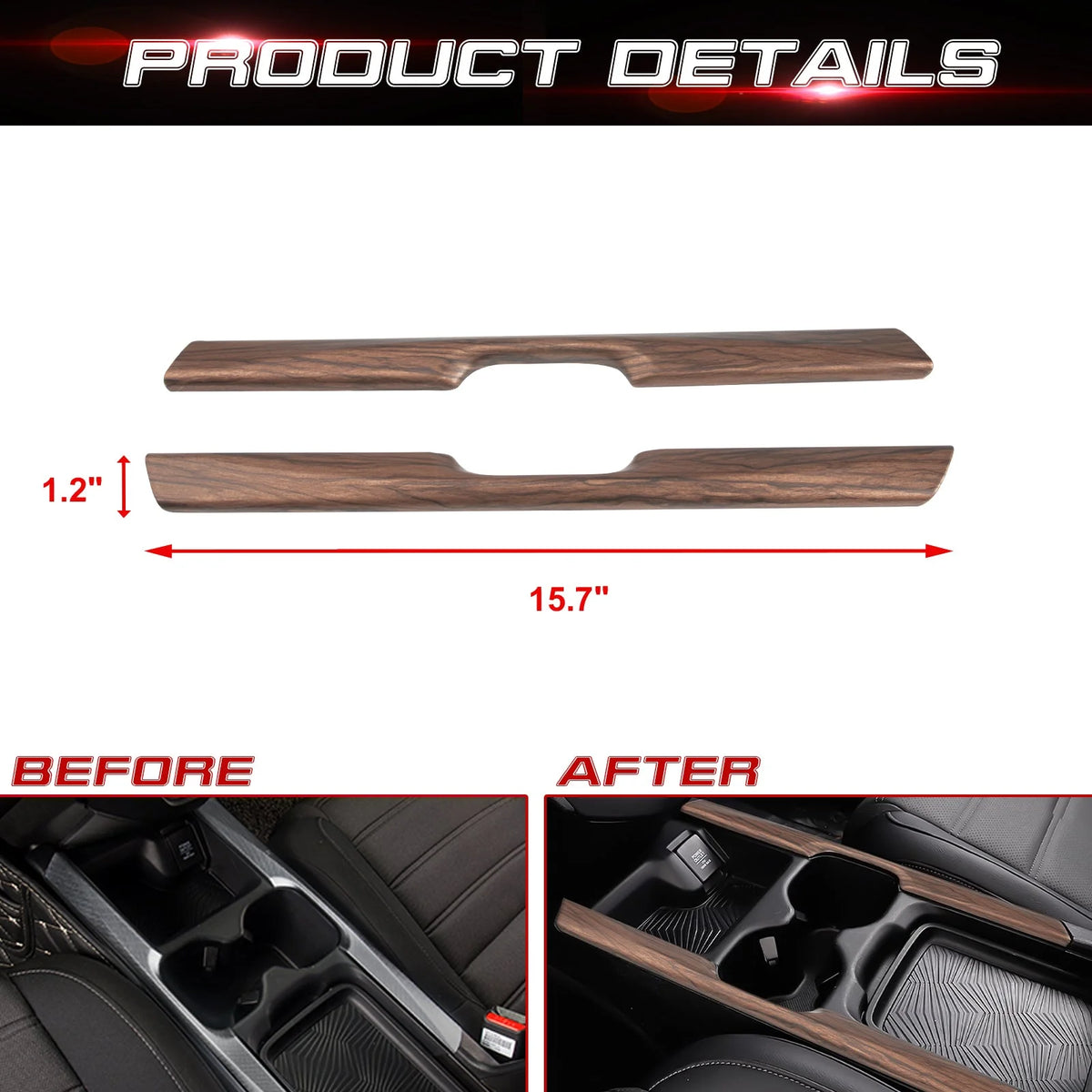 Center Console Cup Holder Side Panel Molding Cover Trim Peach Wood Grain H960735