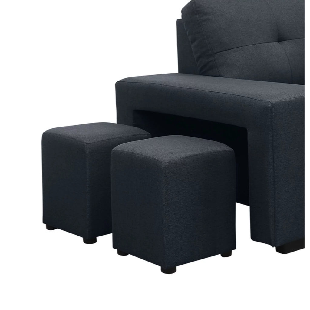 Dark Gray Fabric Sleeper Sectional Sofa with Storage Chaise Y200461