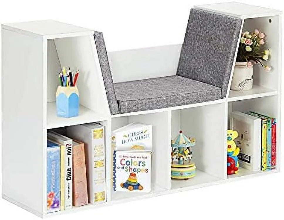 6-Cubby Bookcase with Cushioned Reading Nook Y92133