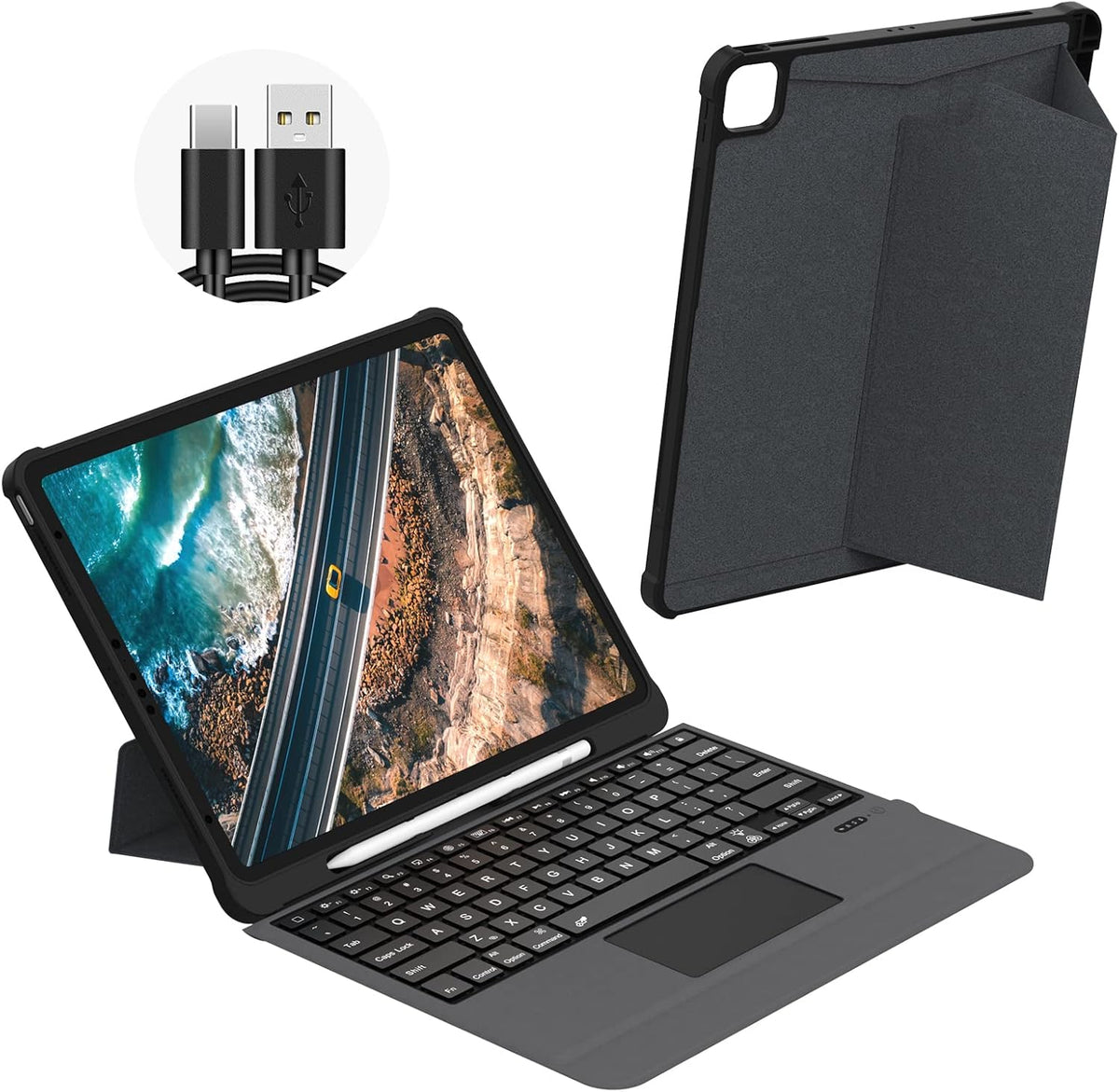 Leather Folio Case with Keyboard for iPad Pro 12.9 inch H6573