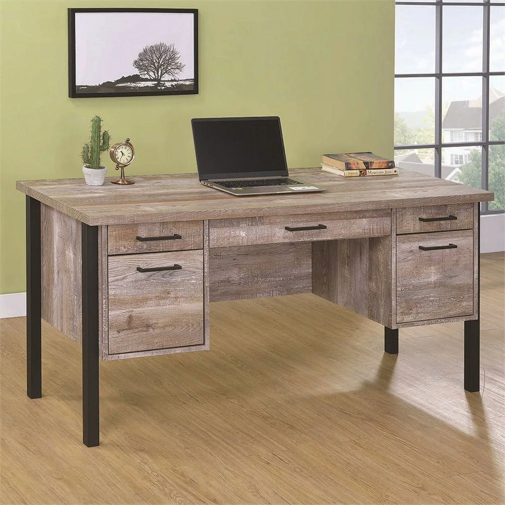 4-drawer Weathered Oak Office Desk Y5504
