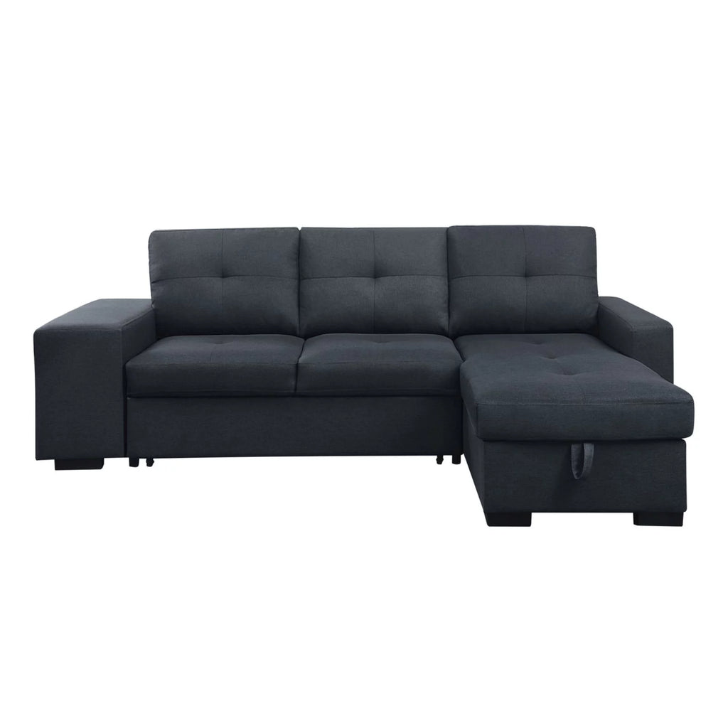 Dark Gray Fabric Sleeper Sectional Sofa with Storage Chaise Y200461
