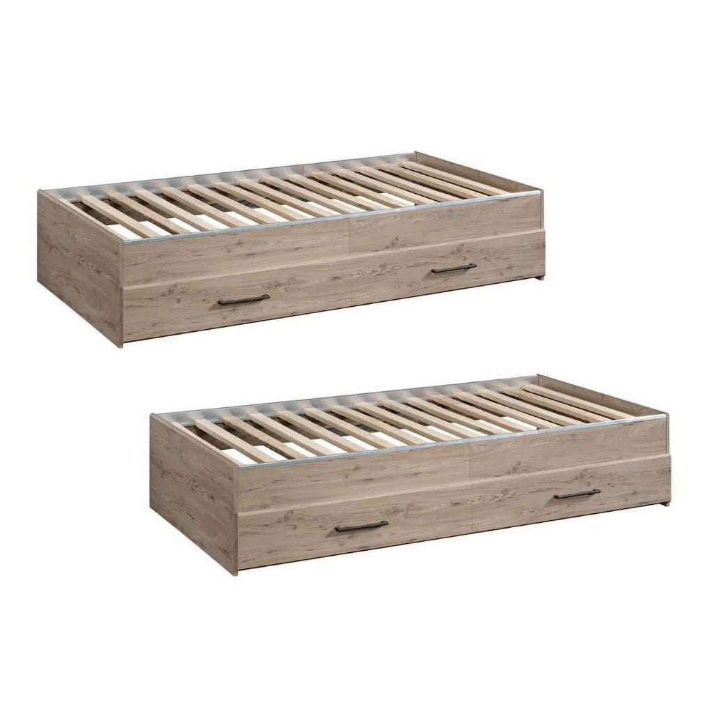 2 Piece Wood Twin Mates Bed with Storage Drawers F844