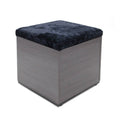 Black Gray Velvet Ottoman with Faux Wood Frame A274