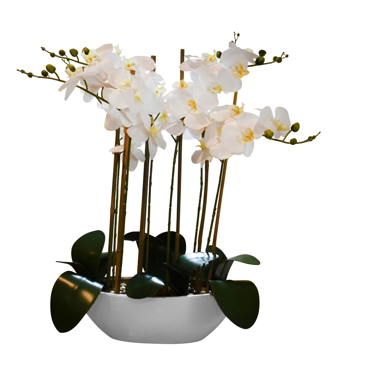 32" Real Touch Phalaenopsis Orchid with White Oval Container S5944