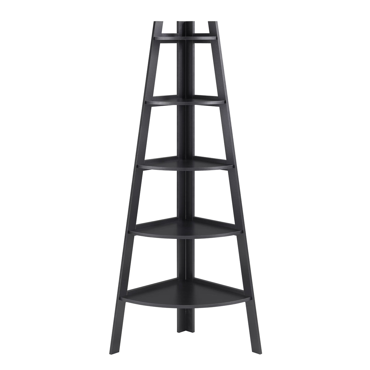 Five Tier Corner Ladder Bookshelf Black N6679