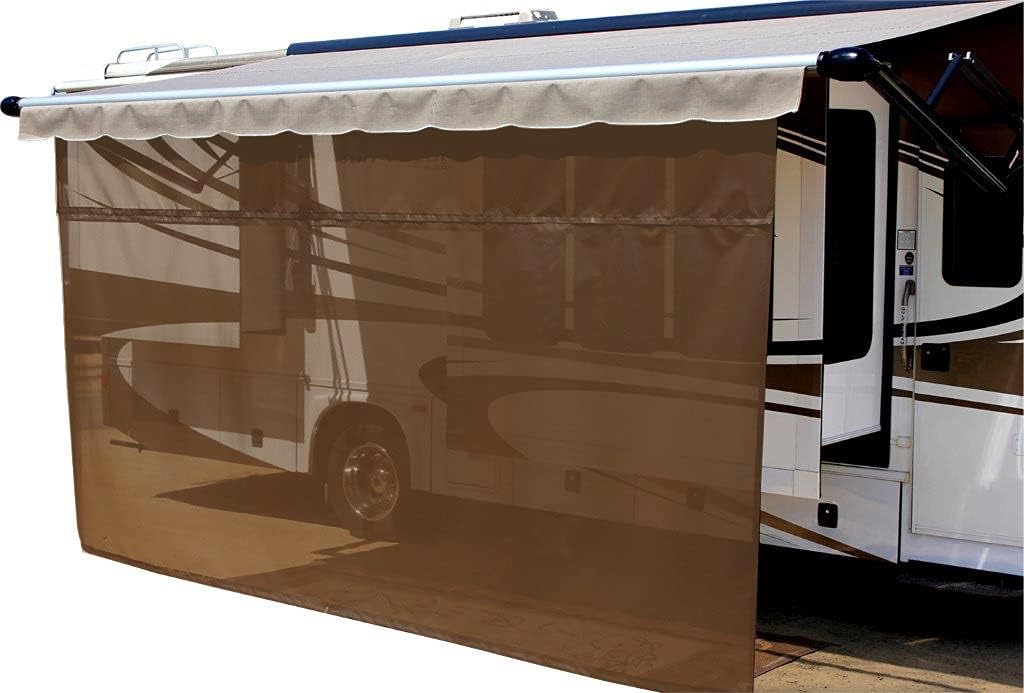 17' x 8' Brown Solar Mesh Sun Shade for RV Awning Q551298