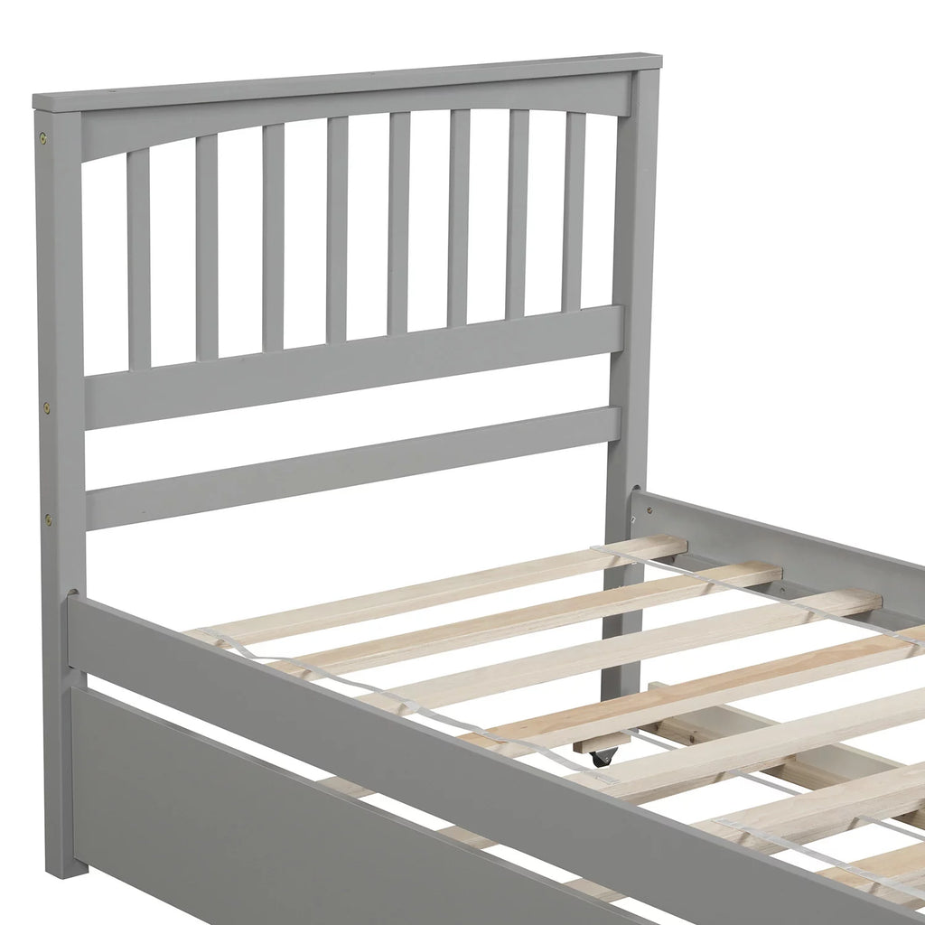 White Twin Bed Frame with Trundle X6066