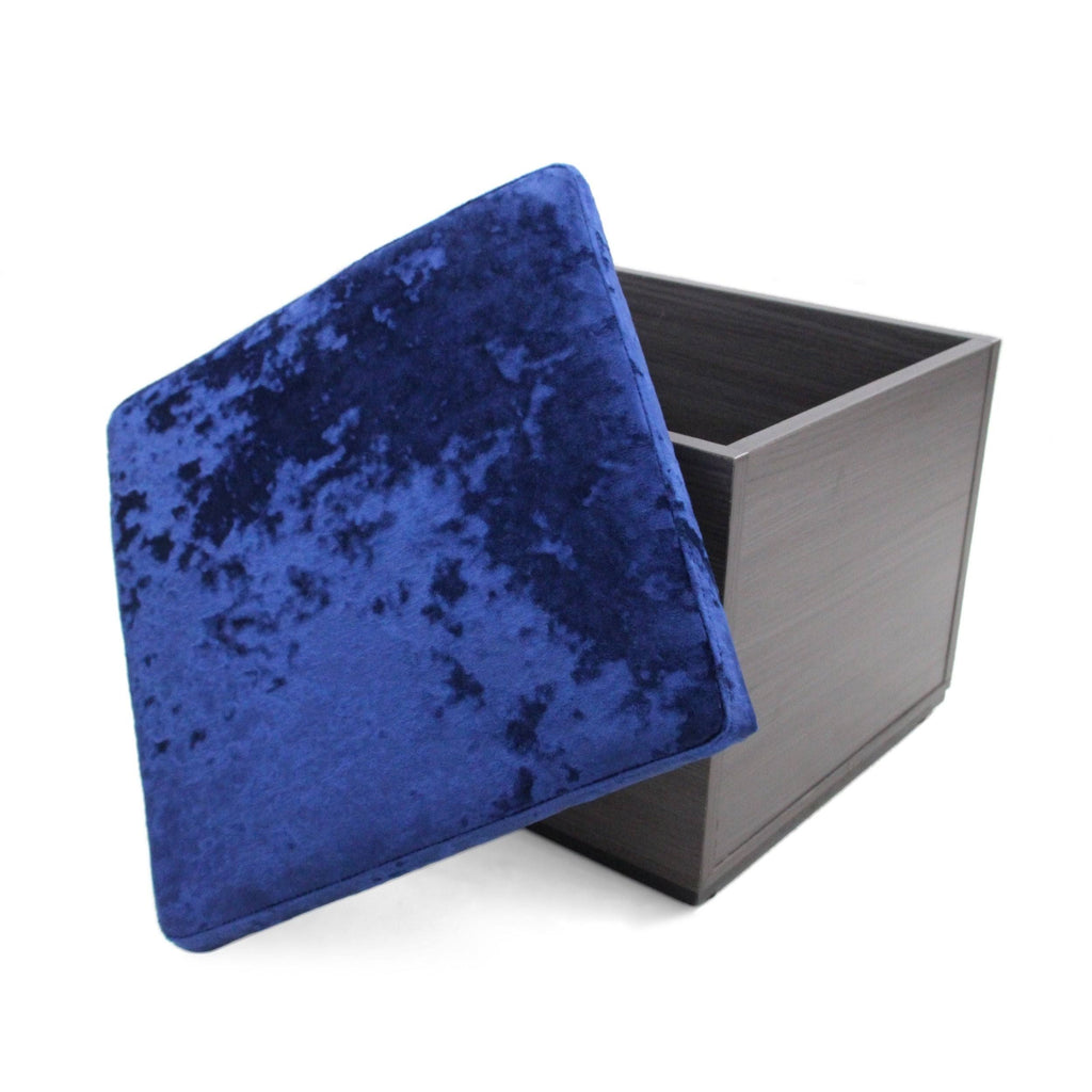 Black Gray Velvet Ottoman with Faux Wood Frame A274