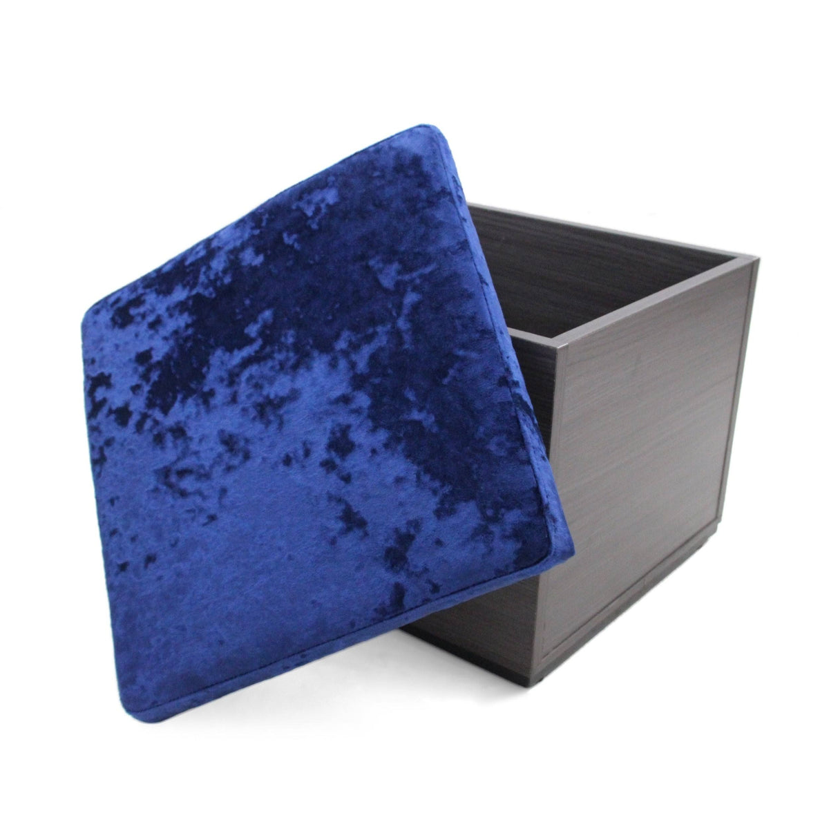 Black Gray Velvet Ottoman with Faux Wood Frame A274