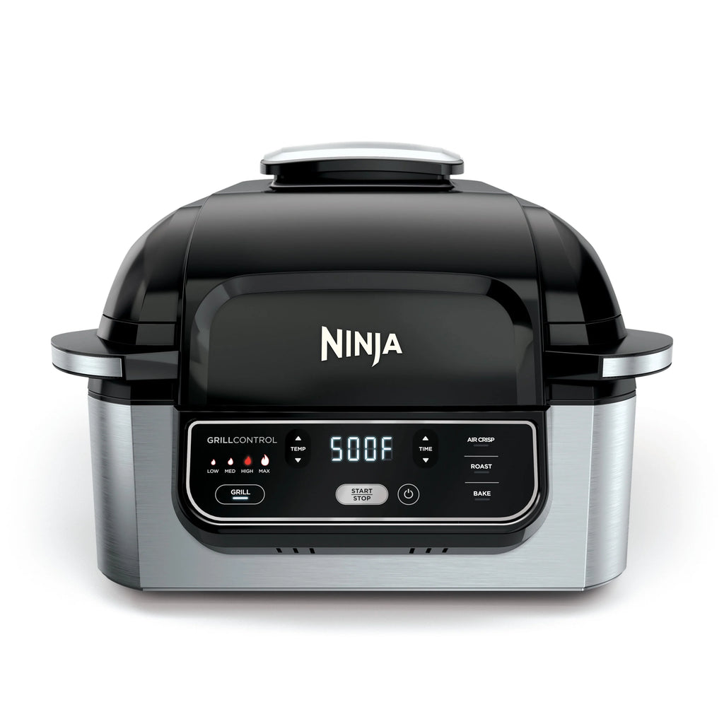 4-in-1 Indoor Grill with 4-qt Air Fryer, Black/Stainless S889