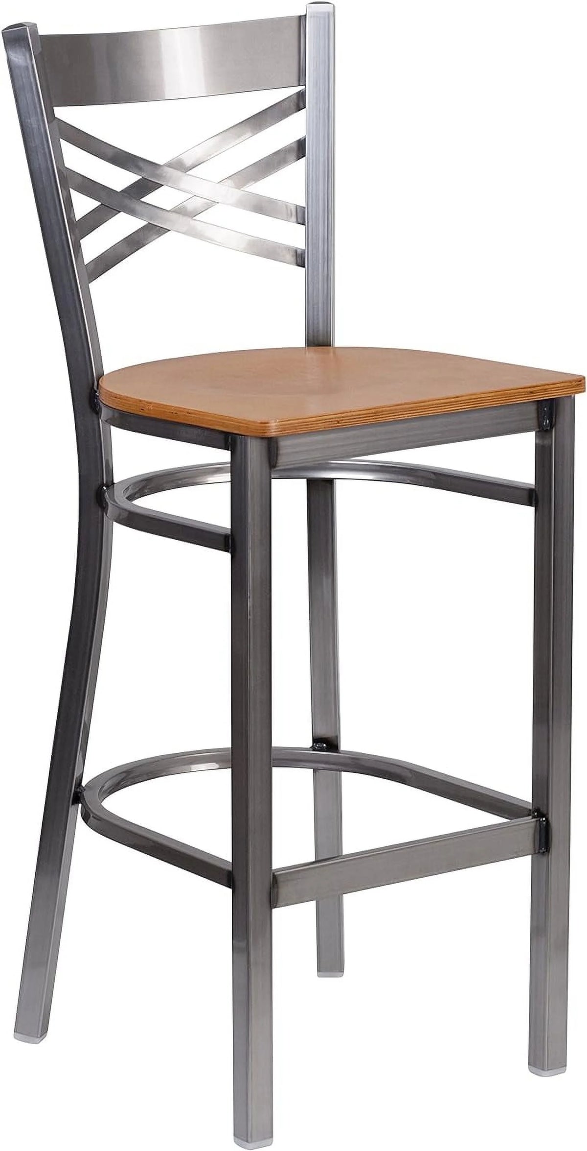 Metal X Back Barstool with Wood Seat V316281