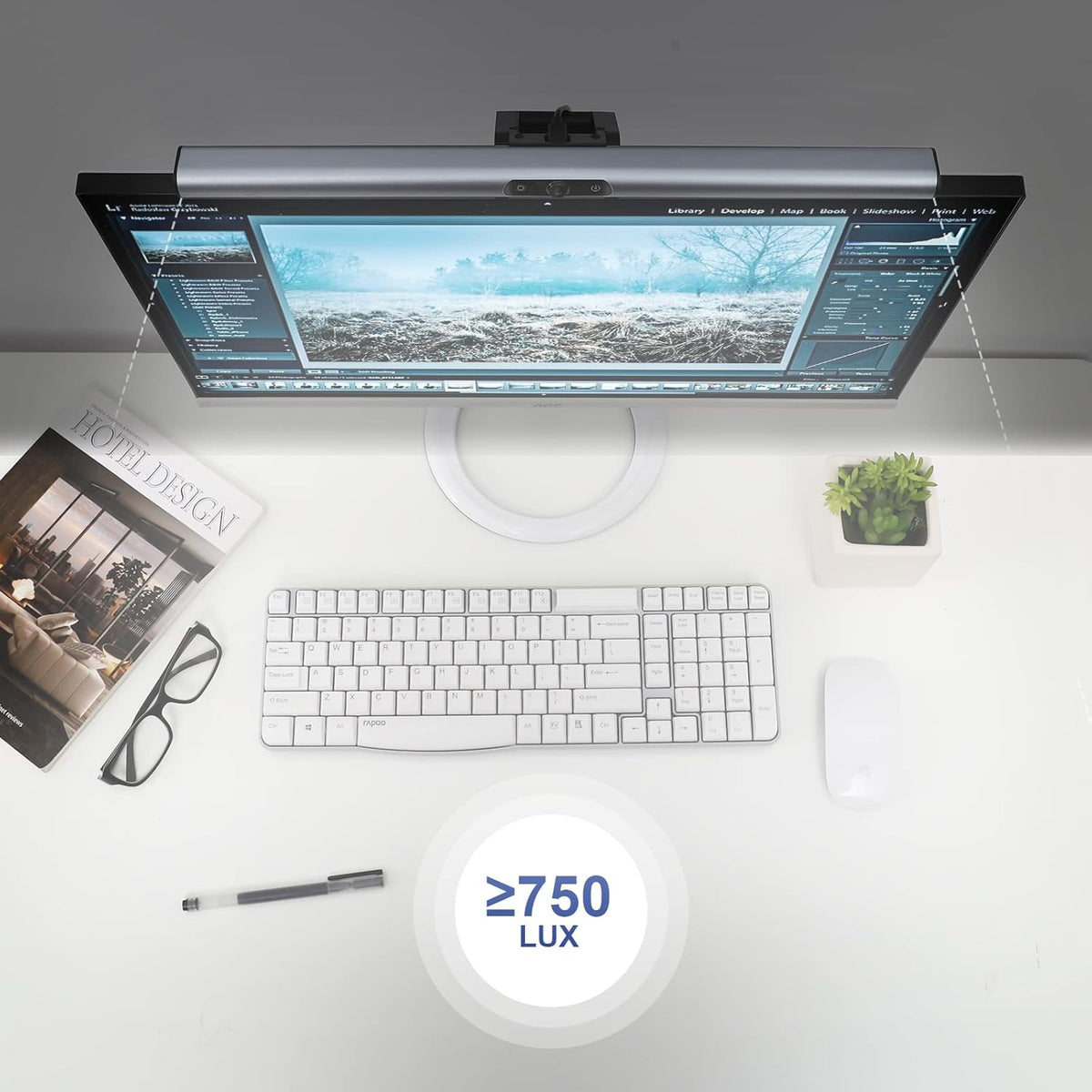 Monitor Light Bar with Webcam, USB Powered, Hue Adjustable, Touch Control L9564