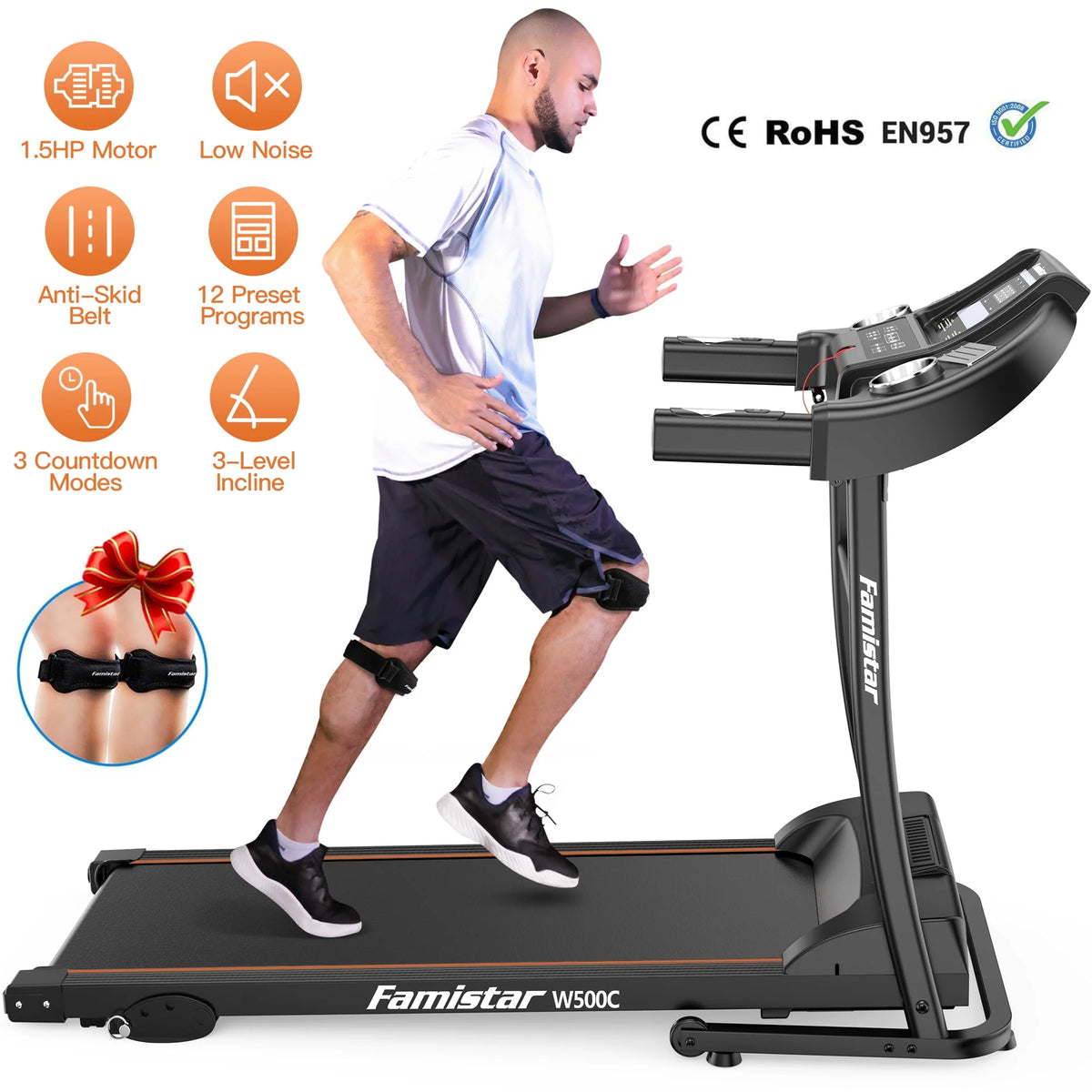 4.5HP Folding Treadmill with 15% Auto Incline C592474