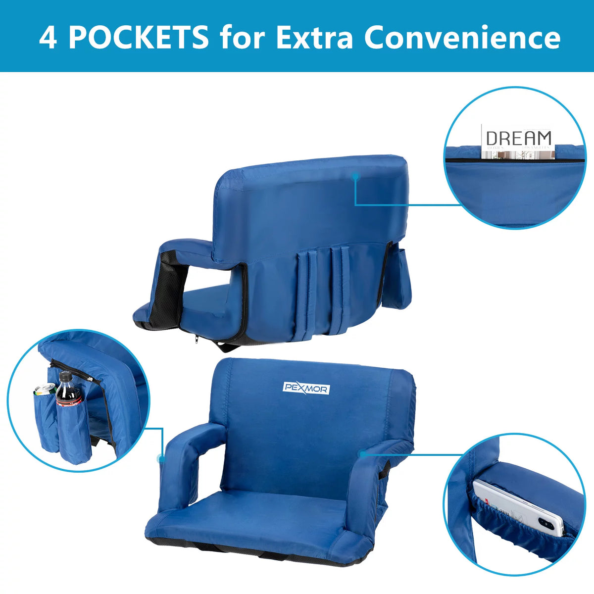 Extra Wide 25'' Stadium Seat with Back Support & Carrying Bag C83930