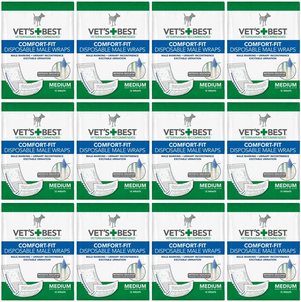 Disposable Male Dog Diapers, Small, 12 Count (144ct - Medium) X75401