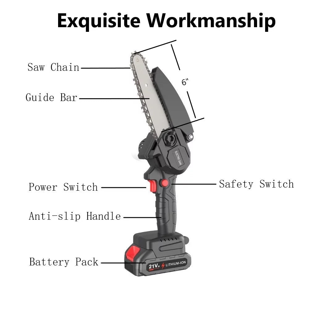 6 inch Cordless Handheld Chain Saw Y1638