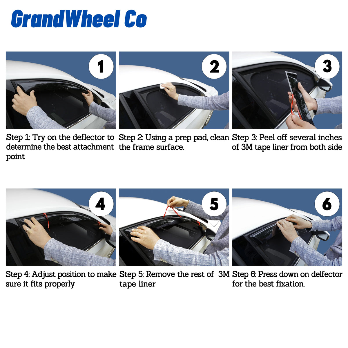 Smoke Tinted Tape-On Side Window Vent Visor Deflectors Rain Guards 4pcs Y5556