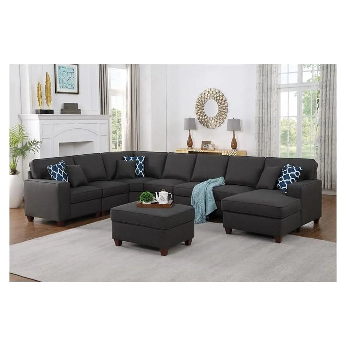 8-Piece Upholstered Fabric Sectional W814386