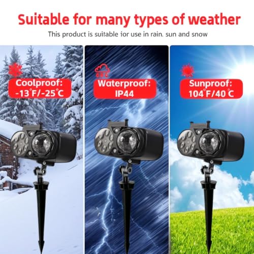 Halloween Christmas Projector Lights with Remote Control Timers 2-in-1 3D Ocean Wave Projection Light E2120